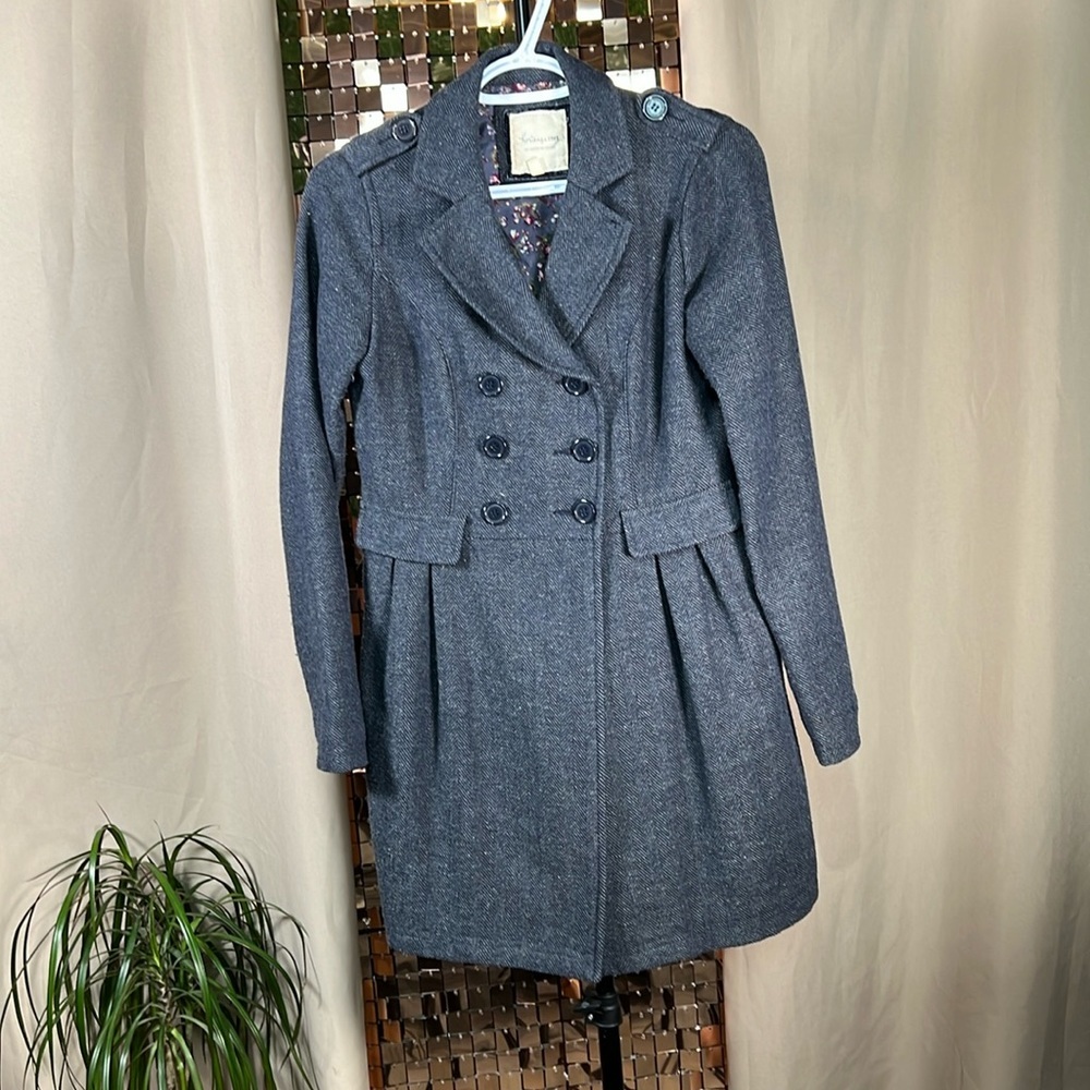 Heritage 1981 Navy Wool Blend Long Jacket Size Small